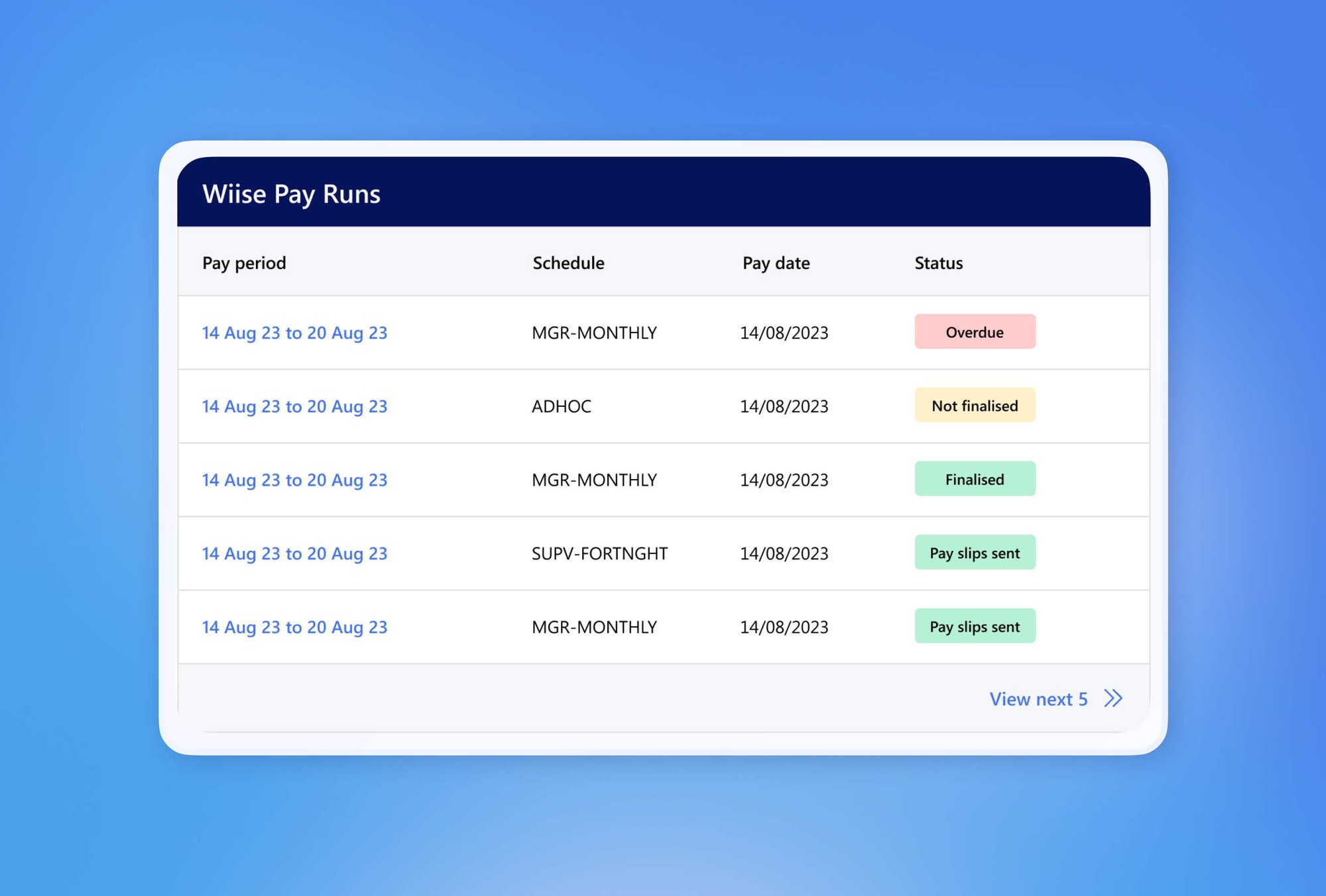 Wiise pay runs