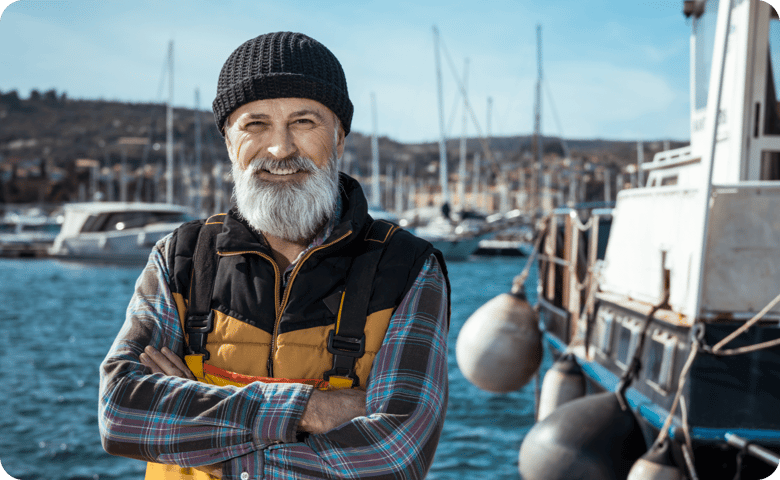 Fishing man smiling