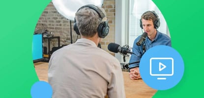 Two men recording a webinar