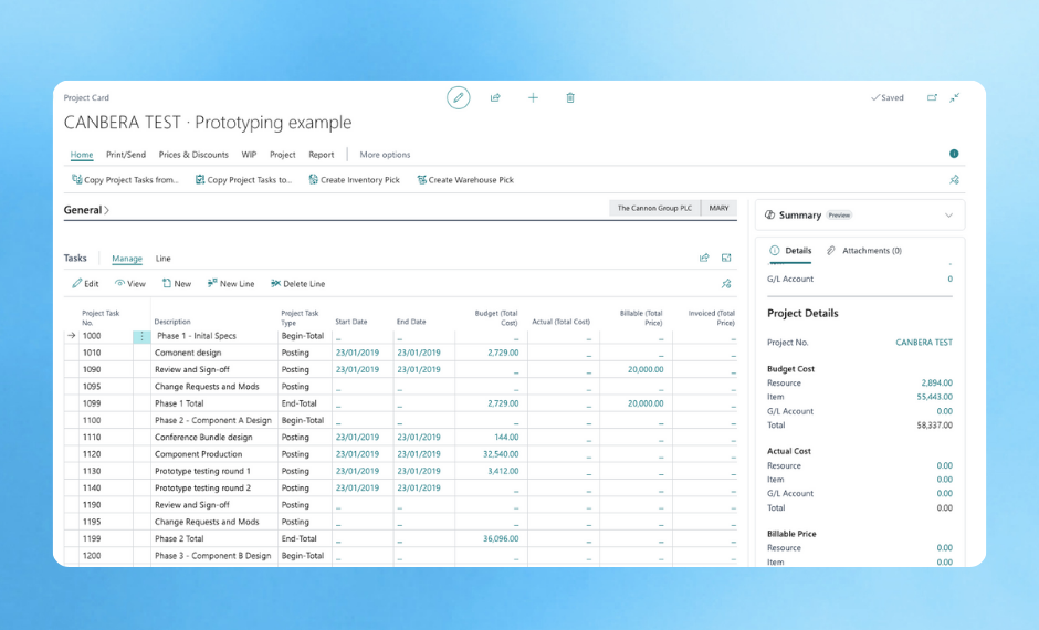 Inventory forecasting screenshot