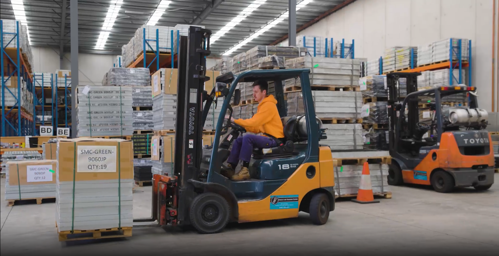 warehouse with forklift