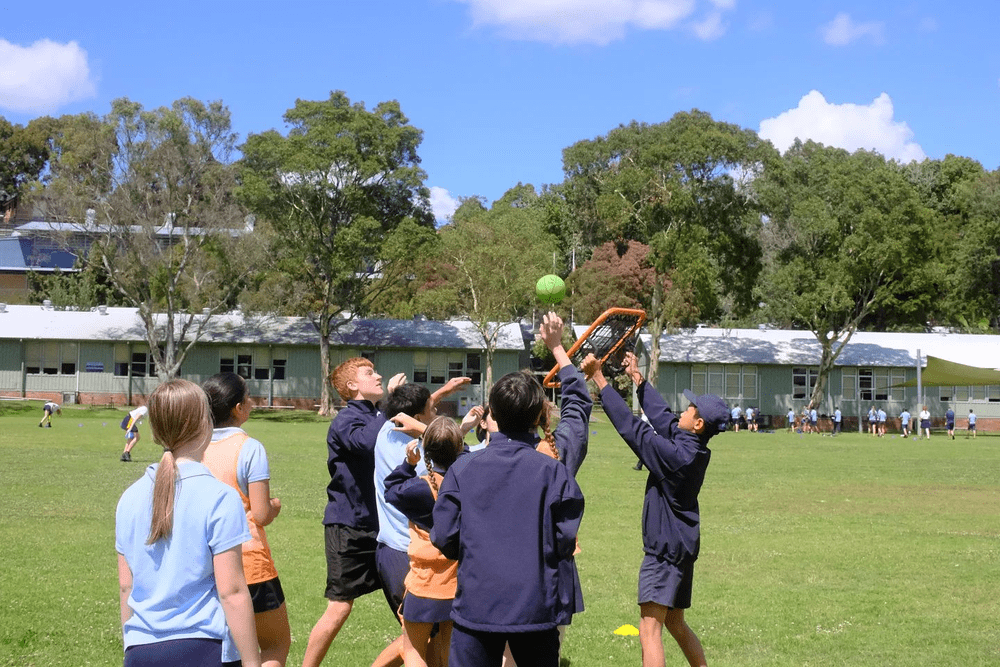 Kids catching in a yard