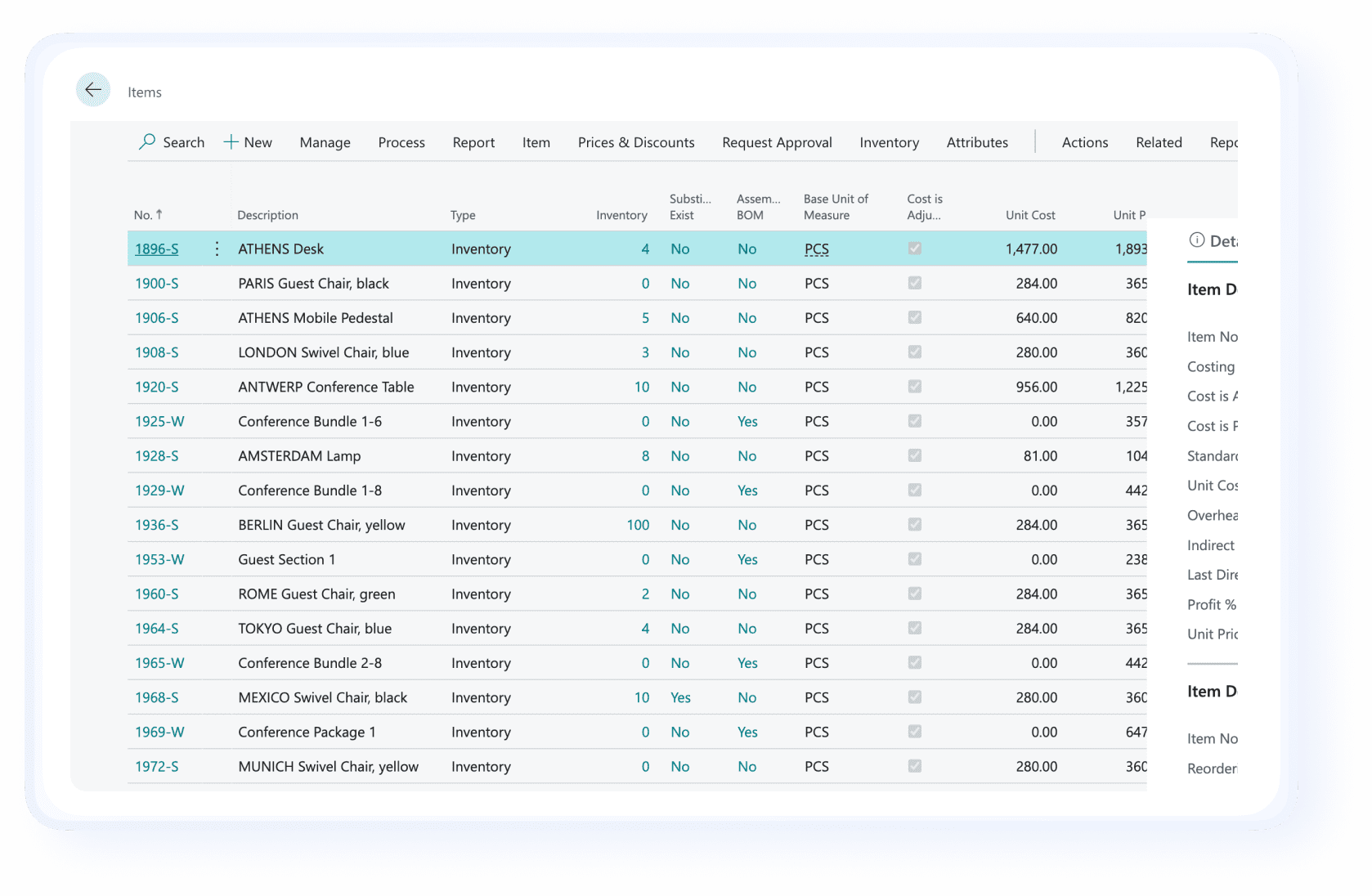 Wiise product items list