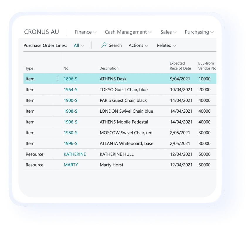 Wiise product purchase order lines