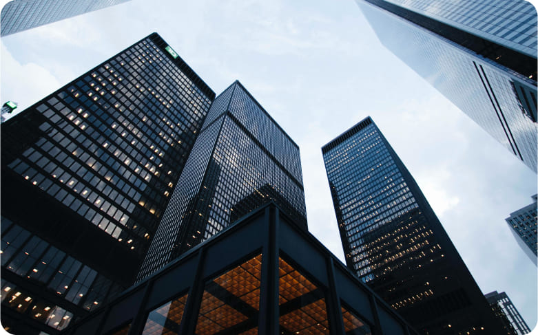 Buildings with a dark sky