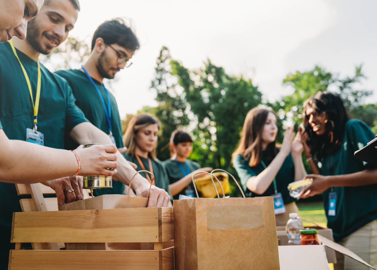 Charity event handing out food