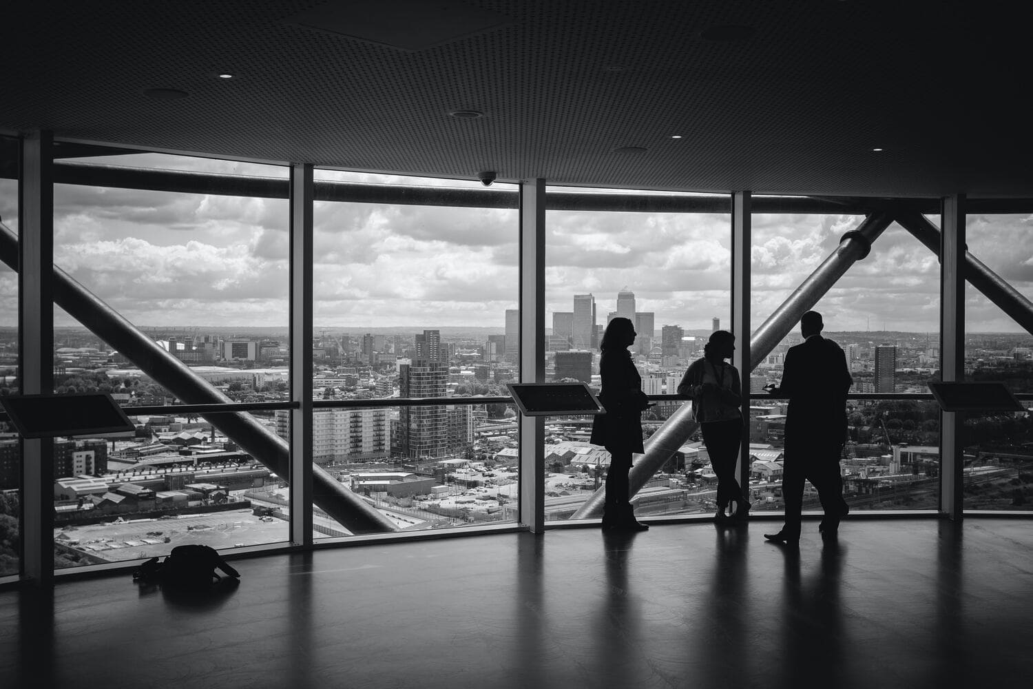 Group of workers standing in an office building