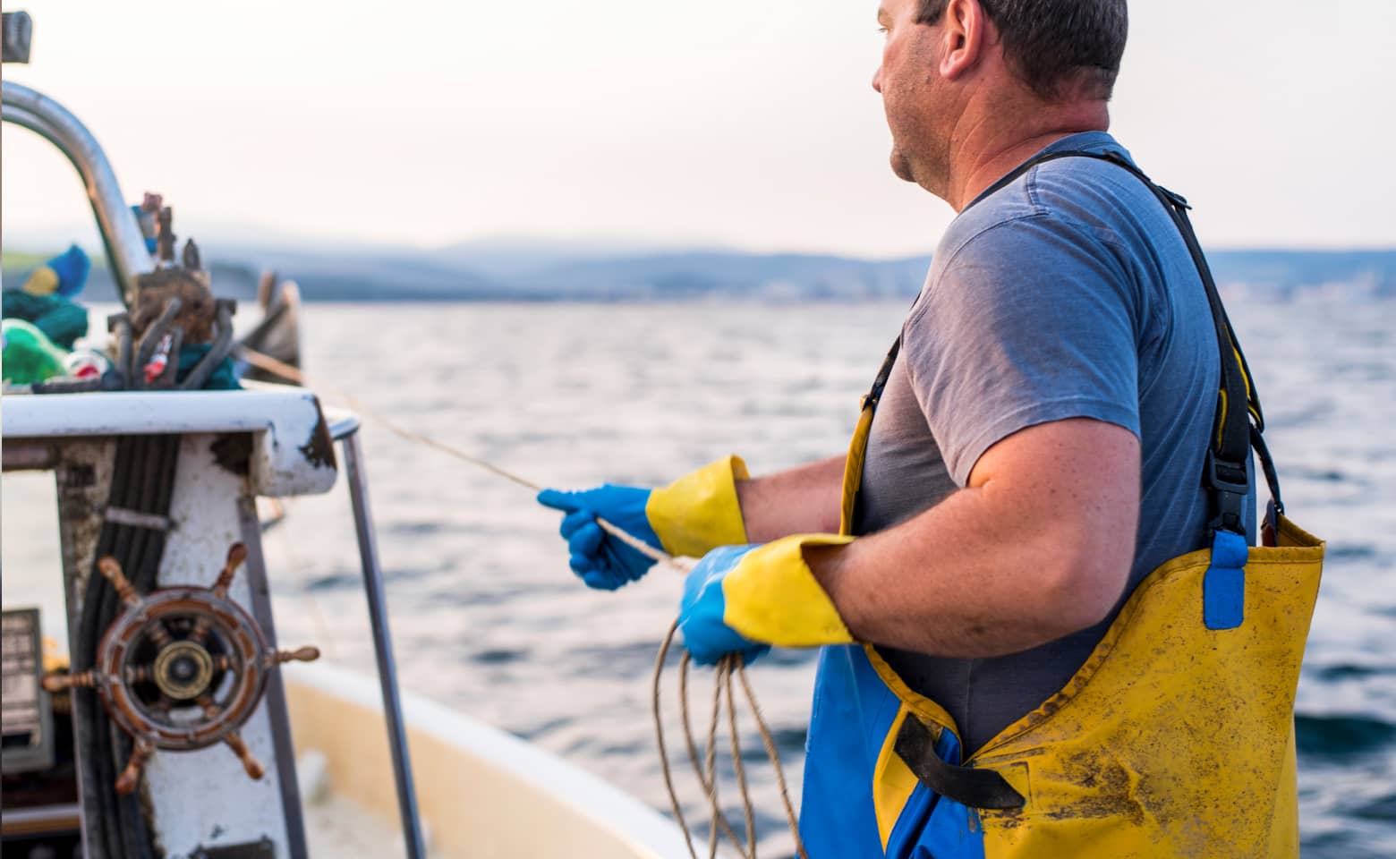 Man fishing on boat