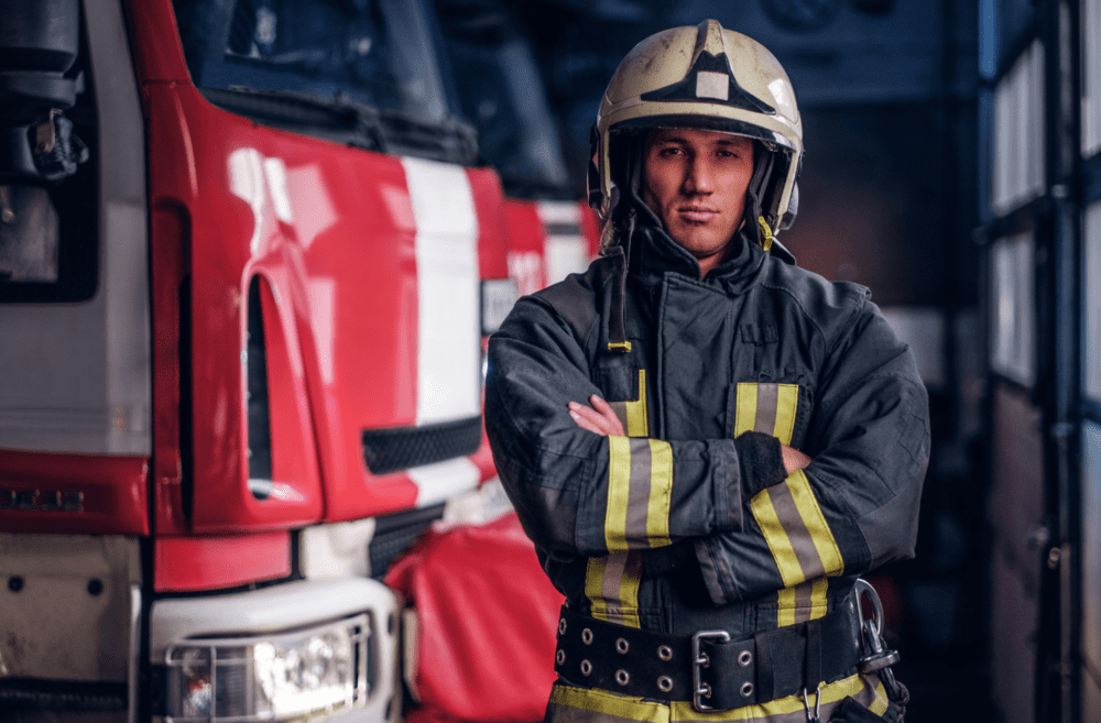 Fireman standing with his arms cross