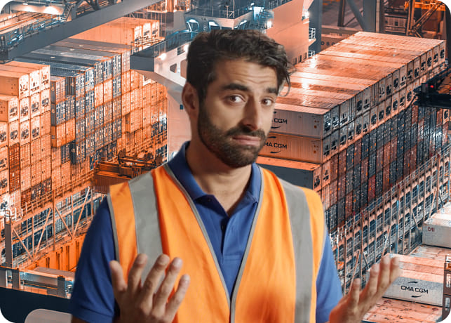 Warehouse worker shrugging his shoulders