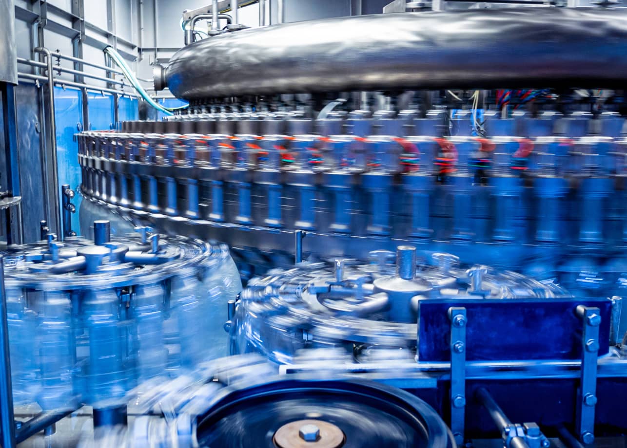 Water bottles in manufacturing
